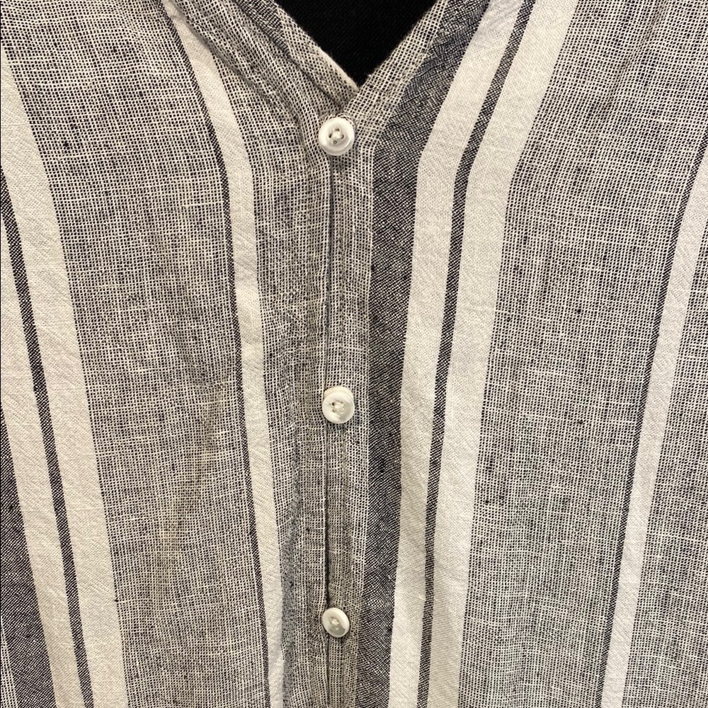 Anthropologie Cloth & Stone Jumpsuit Romper Linen Striped Cottage Beachy Medium - Picture 6 of 13